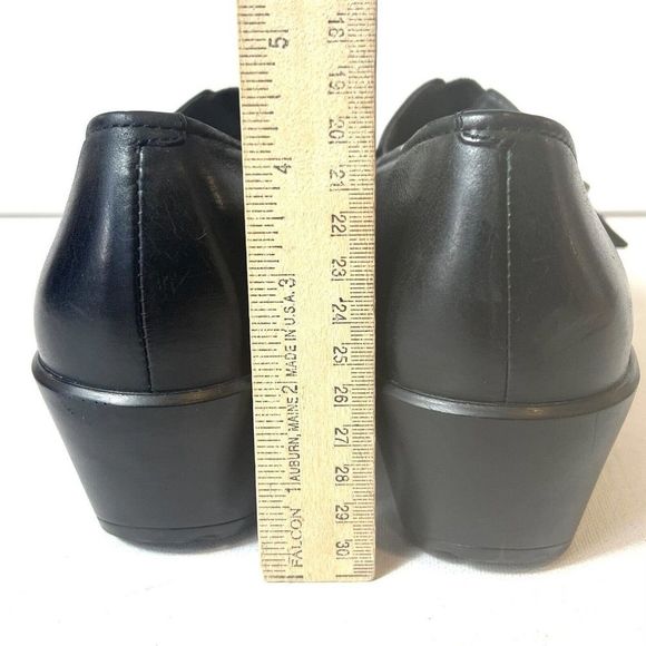 Dansko Black Leather Block Mid Heel Women's Shoes EU 39 US 8.5-9 Slip On Clogs - Picture 11 of 13